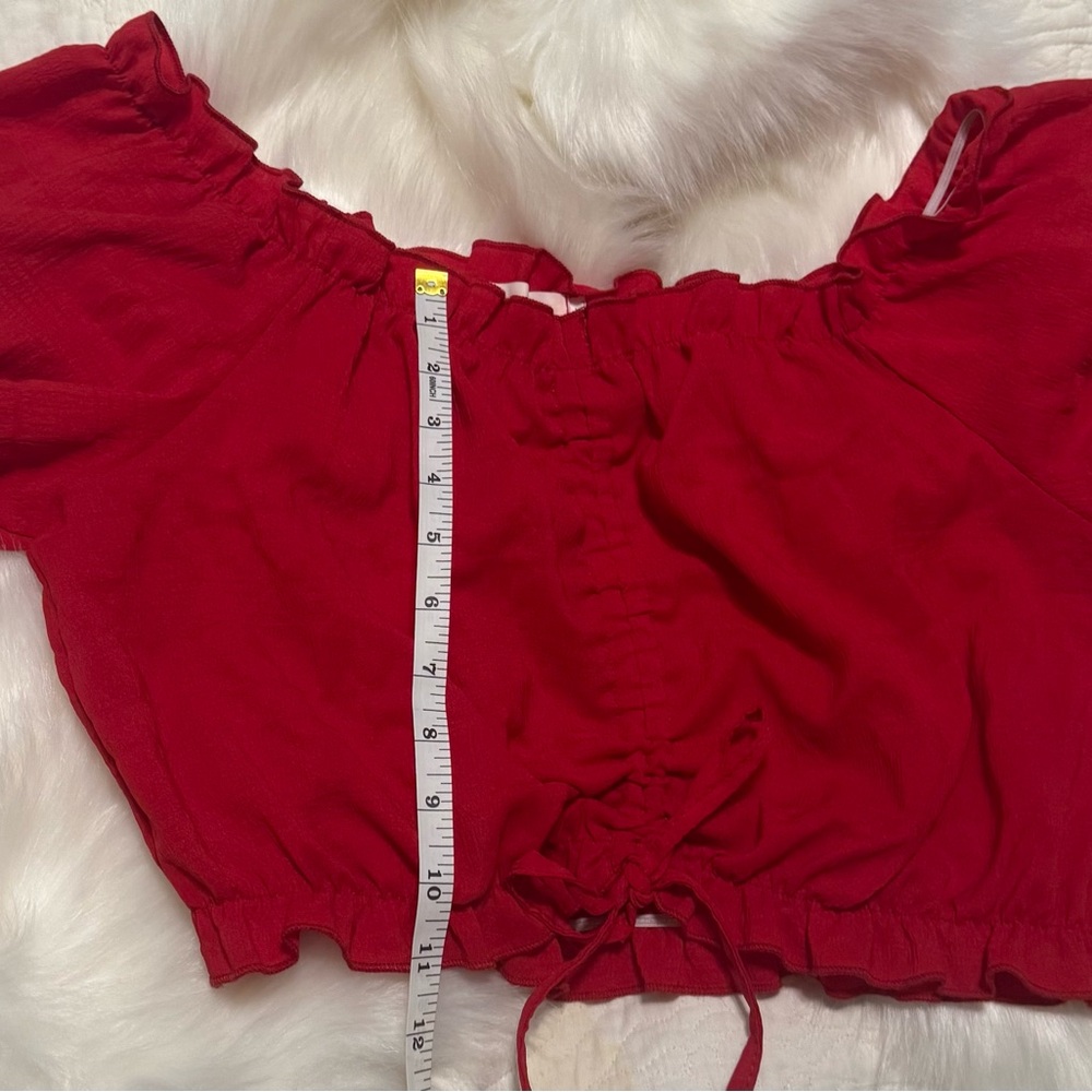 Women's Red Off-the-Shoulder Top Size L - Picture 5 of 8